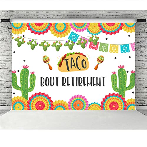 Lofaris Taco Bout Retirement Party Backdrop Mexican Fiesta Retired Background 7x5ft Colorful Paper Cactus Adults Retirement Party Supplies Cake Table Banner