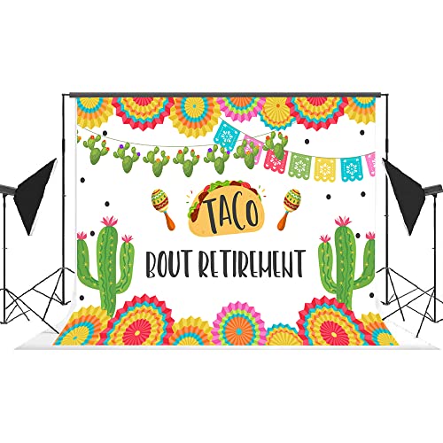 Lofaris Taco Bout Retirement Party Backdrop Mexican Fiesta Retired Background 7x5ft Colorful Paper Cactus Adults Retirement Party Supplies Cake Table Banner