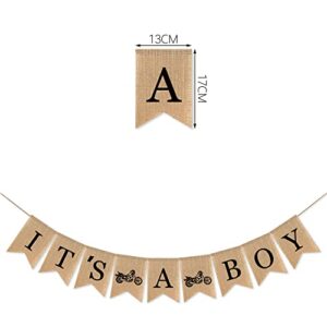 Motorcycle Baby Shower Decorations, It's A Boy Burlap Banner,Motorcross Themed Baby Shower Party,Dirt Bike Party Décor,Motorbike Party Supplies,Rider and Biker Baby Shower Sign,Racing Track Party Favor