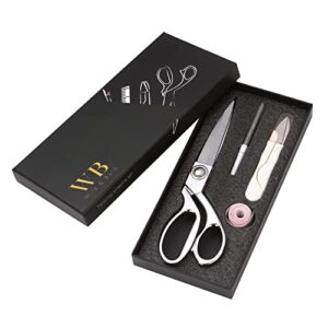 wild & bold scissors all purpose 8″silver fabric sewing scissors professional scissors heavy duty with ultra sharp stainless steel blade shears left handed scissors for office craft scissors(silver)