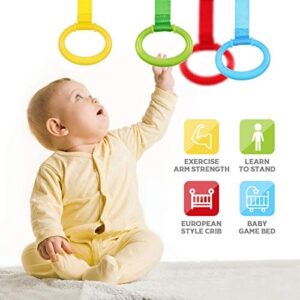 NUOBESTY Baby Crib Pull Ring Walking Assistant Pull Up Ring Bed Stand Up Rings for Kids Walking Training Tool,4pcs