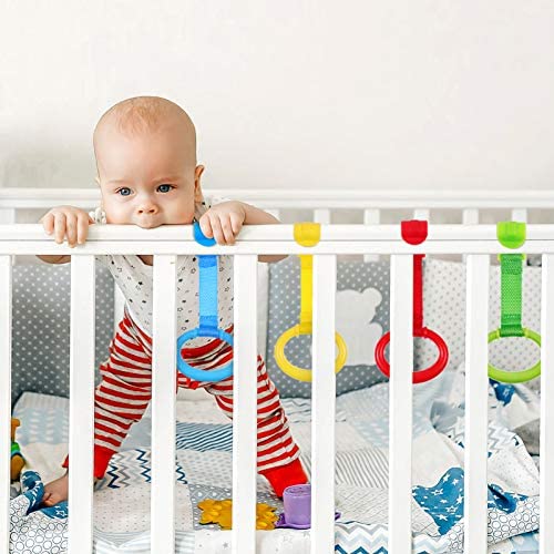 NUOBESTY Baby Crib Pull Ring Walking Assistant Pull Up Ring Bed Stand Up Rings for Kids Walking Training Tool,4pcs