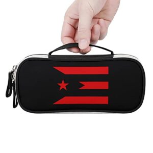 Puerto Rico Flag Printed Pencil Case Bag Stationery Pouch with Handle Portable Makeup Bag Desk Organizer