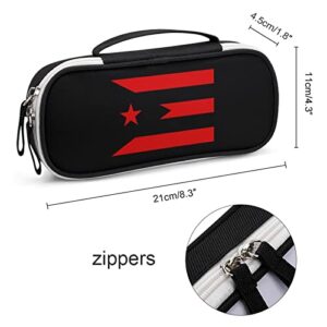 Puerto Rico Flag Printed Pencil Case Bag Stationery Pouch with Handle Portable Makeup Bag Desk Organizer