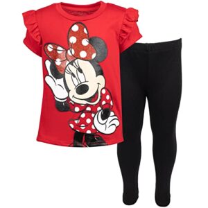 disney minnie mouse baby girls ruffle t-shirt legging set red/black 18 months