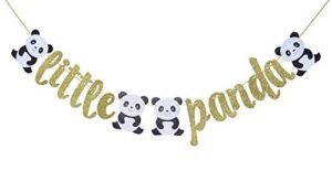 little panda banner sign garland for baby shower birthday party decor zoo or safari theme party photo prop backdrop (gold)