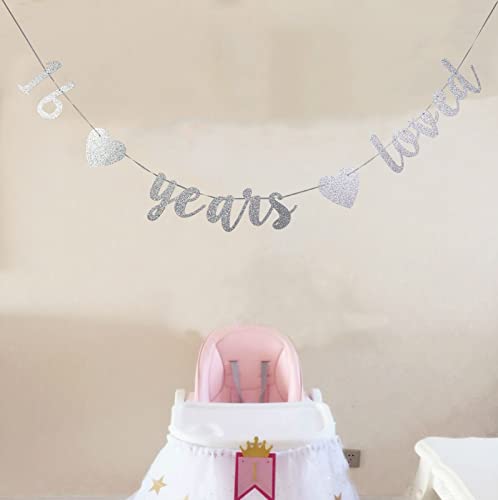 StarsGarden Glitter 16 Years Loved Banner – It's My Fabulous 16th Banner -16th Birthday Banner Decorations - Cheers to 16 Years Milestone Happy Birthday Decorations(Silver) (SG-22NP454)