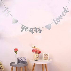 StarsGarden Glitter 16 Years Loved Banner – It's My Fabulous 16th Banner -16th Birthday Banner Decorations - Cheers to 16 Years Milestone Happy Birthday Decorations(Silver) (SG-22NP454)