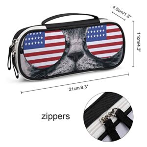 Funny Cool Cat Printed Pencil Case Bag Stationery Pouch with Handle Portable Makeup Bag Desk Organizer