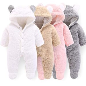 newborn baby cartoon bear snowsuit winter coat fleece hooded romper jumpsuit