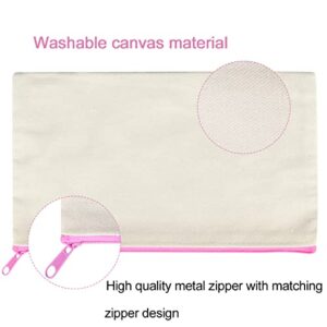 Enenes Canvas Zipper Pouch 12PCS Blank Canvas Zipper Pouches Colorful Zipper Canvas Bags Multi-Purpose Small Canvas Zipper Bags for Pencil Makeup Travel Party Gift Organize Storage(Pink)