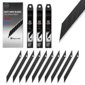 beaditive detail craft knife blades (30 pcs) – 30 degree snap-off utility knife blade – art, craft, model making (ultra sharp black)