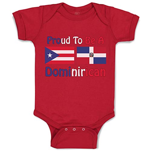 Custom Baby Bodysuit Proud to Be Puerto Rican & Dominican Funny Cotton Boy & Girl Baby Clothes Garnet Design Only 12 Months