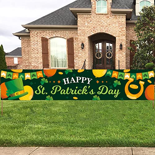 St. Patrick's Day decorations, Irish party supplies green shamrock element, welcome porch sign background for St. Patrick's Day party, St. Patrick's Day large banner