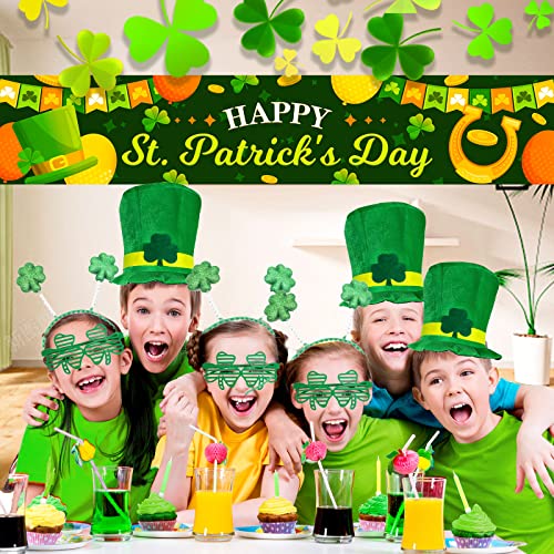 St. Patrick's Day decorations, Irish party supplies green shamrock element, welcome porch sign background for St. Patrick's Day party, St. Patrick's Day large banner