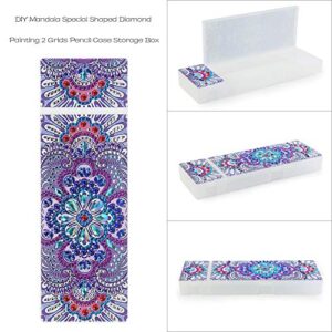 2 Grid Clear Plastic Jewellery Box Storage Organizer, DIY Diamond Painting Kits, Mandala Lid Craft Storage Boxes Pencil Cases with Compartments (K)