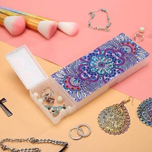 2 Grid Clear Plastic Jewellery Box Storage Organizer, DIY Diamond Painting Kits, Mandala Lid Craft Storage Boxes Pencil Cases with Compartments (K)