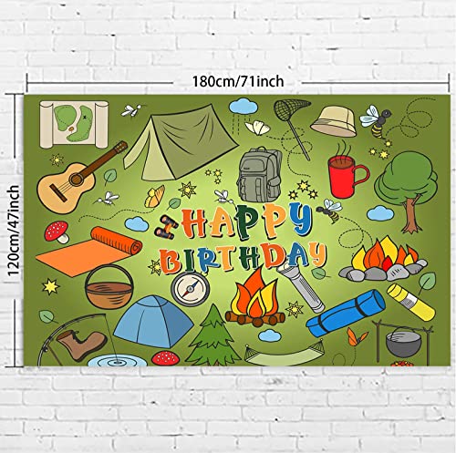 Happy Birthday Happy Camper Banner Backdrop Camping Forest Scene Tent Theme Decor for One Happy Camper Birthday Party Decorations Men Women Summer Camp 1st Birthday Party Background Photo Booth Props