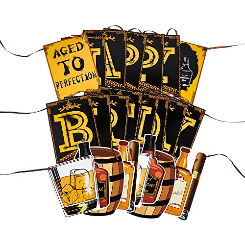 Whiskey Birthday Party Decorations for Men Happy Birthday Party Supplies Whiskey and Beer Theme Banner for 20th 30th 40th 50th Birthday Decorations Whiskey Birthday Banner