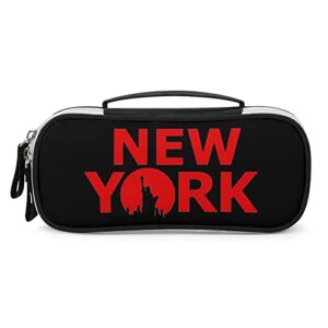 new york city printed pencil case bag stationery pouch with handle portable makeup bag desk organizer