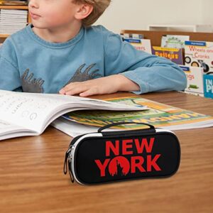 New York City Printed Pencil Case Bag Stationery Pouch with Handle Portable Makeup Bag Desk Organizer