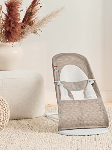 BabyBjörn Bouncer Balance Soft, Light Grey Frame, Mesh, Gray Beige /White (005144US)