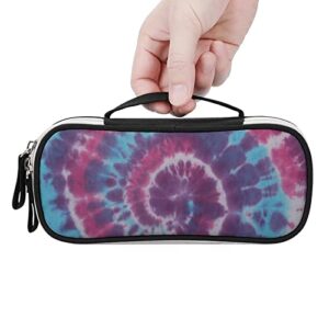 Tie Dye Printed Pencil Case Bag Stationery Pouch with Handle Portable Makeup Bag Desk Organizer