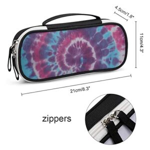 Tie Dye Printed Pencil Case Bag Stationery Pouch with Handle Portable Makeup Bag Desk Organizer