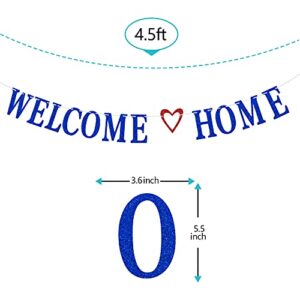 Welcome Home Banner, Housewarming Decorations , Home Sweet Home, Welcome Back, Retirement Family Party Decoration Supplies Blue Red Glitter