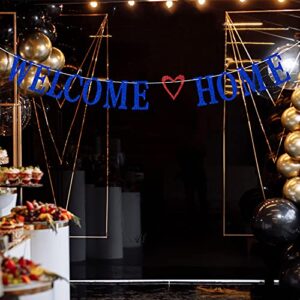 Welcome Home Banner, Housewarming Decorations , Home Sweet Home, Welcome Back, Retirement Family Party Decoration Supplies Blue Red Glitter