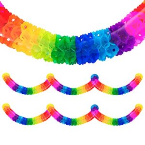rainbow garland 5 pack – ideal for rainbow party decorations, fiesta party decorations, mexican party decorations, party streamers supply – 10 feet long each | 9 inch diameter by olÉ rico