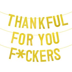 thankful for you banner, glitter thanksgiving banner for mantel font porch, thanksgiving banner decorations, fall thanksgiving party decorations, indoor home thanksgiving decorations ( pre-assembled )