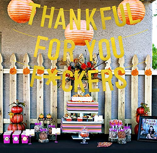 Thankful for You Banner, Glitter Thanksgiving Banner for Mantel Font Porch, Thanksgiving Banner Decorations, Fall Thanksgiving Party Decorations, Indoor Home Thanksgiving Decorations ( Pre-Assembled )