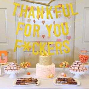 Thankful for You Banner, Glitter Thanksgiving Banner for Mantel Font Porch, Thanksgiving Banner Decorations, Fall Thanksgiving Party Decorations, Indoor Home Thanksgiving Decorations ( Pre-Assembled )