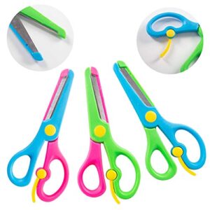 LovesTown Preschool Training Scissors,6 Pcs Dual-Colour Children Safety Scissors Pre-School Training Scissors Safety Scissors Art Craft Scissors