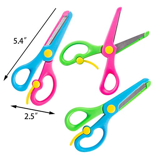 LovesTown Preschool Training Scissors,6 Pcs Dual-Colour Children Safety Scissors Pre-School Training Scissors Safety Scissors Art Craft Scissors