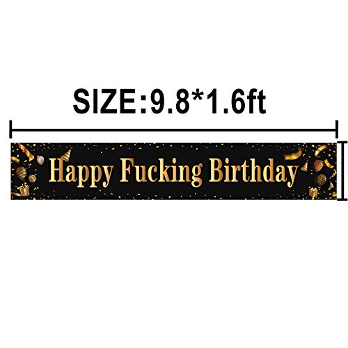 Belrew Happy Fucking Birthday Banner, Funny Fabulous Birthday Party Decor, Large Outdoor Party Sign, Celebrate 21st 25th 30th 35th 40th 45th 50th 60th Birthday Party Garland Supplies (9.8x 1.6ft)