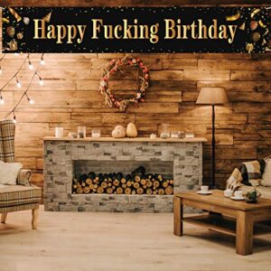 Belrew Happy Fucking Birthday Banner, Funny Fabulous Birthday Party Decor, Large Outdoor Party Sign, Celebrate 21st 25th 30th 35th 40th 45th 50th 60th Birthday Party Garland Supplies (9.8x 1.6ft)