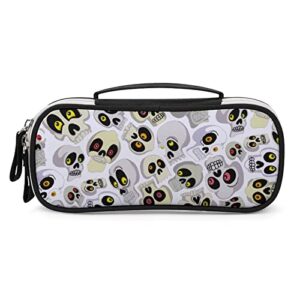skull pattern printed pencil case bag stationery pouch with handle portable makeup bag desk organizer
