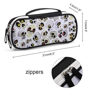 Skull Pattern Printed Pencil Case Bag Stationery Pouch with Handle Portable Makeup Bag Desk Organizer