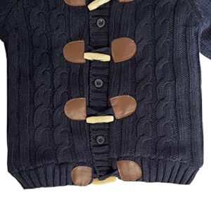 Miccina Baby Toddler Boys Girls Cardigan Sweater Cable Knit Jacket Outwear Winter Warm Coat Clothes(B-Navy,2-3T)