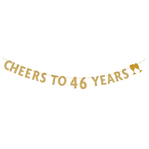 MAGJUCHE Gold glitter Cheers to 46 years banner,46th birthday party decorations