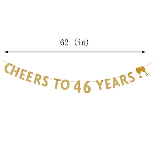 MAGJUCHE Gold glitter Cheers to 46 years banner,46th birthday party decorations