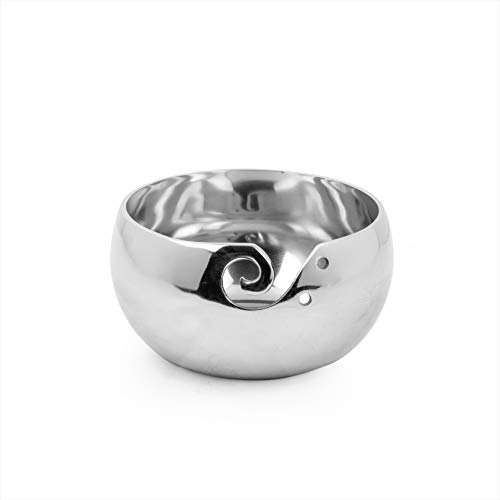 Opulent Silversmith Unbreakable Aluminum Metal Yarn Storage Bowl Nickel Plated for Skeins Hanks & Balls | Knitting & Crochet Notions | Nagina International (Large, Aluminum)