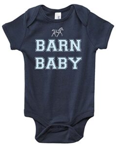 equestrian creations baby boy barn baby horse bodysuit, navy blue (3-6 months)