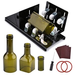 glass bottle cutter, fixm bottle cutter upgraded version, round, square bottles and bottlenecks, suitable for bottles of wine, beer, whisky, champagne, water and soda(black)