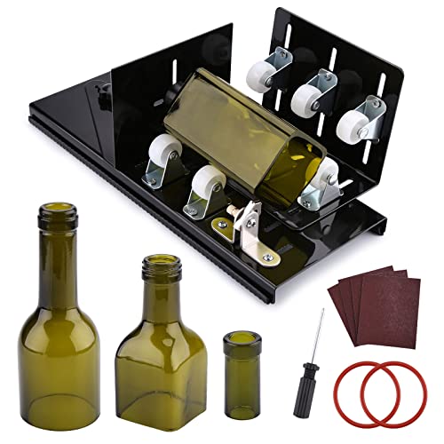 Glass Bottle Cutter, Fixm Bottle Cutter Upgraded Version, Round, Square Bottles and Bottlenecks, Suitable for Bottles of Wine, Beer, Whisky, Champagne, Water and Soda(Black)