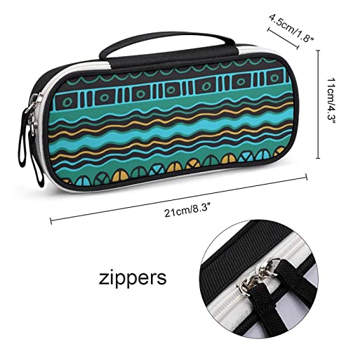 Boho Style Ethnicity Pattern2 Printed Pencil Case Bag Stationery Pouch with Handle Portable Makeup Bag Desk Organizer