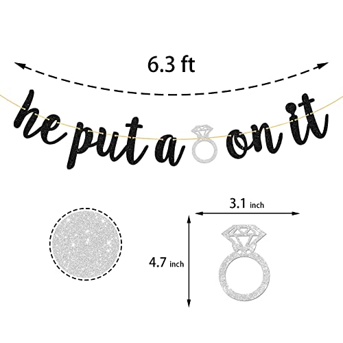 T-minimalist He Put a Ring On It Banner, Wedding Theme Party Decorations, Engagement / Bachelorette Bridal Shower Sign Decors Supplies, 6.3 Feet