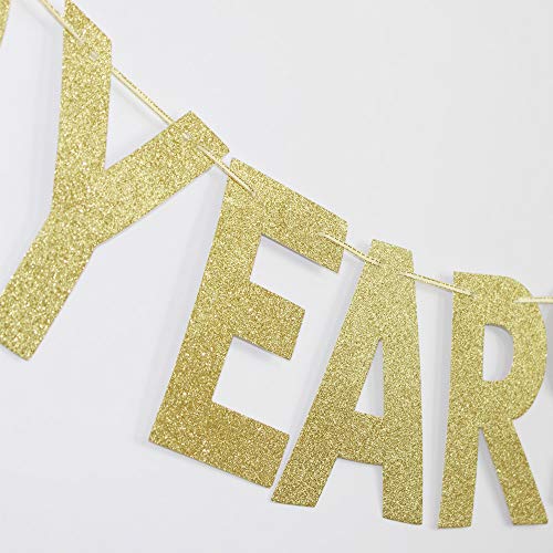 10 Years Loved Gold Glitter Banner for 10th Birthday/Wedding Anniversary Party Sign Photo Props